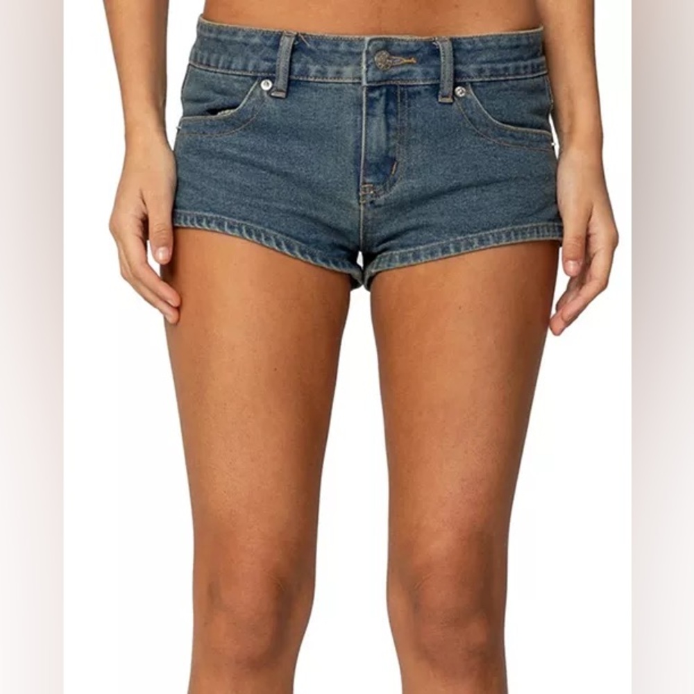 Edikted Jagger Low Rise Denim Shorts micro shorts